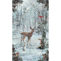 Winter Deer Wildlife Scenic Cotton Fabric Panel 26x44 Inches