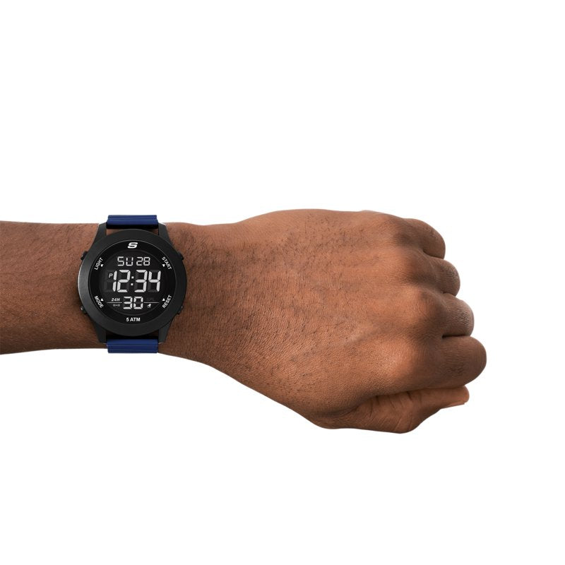 Digital Wristwatch for Men - Skechers Rosencrans Black & Navy, Water Resistant
