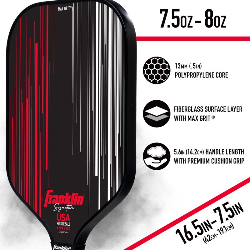 Pro Signature Pickleball Paddle with 13mm Poly Core - Red/Black Variation