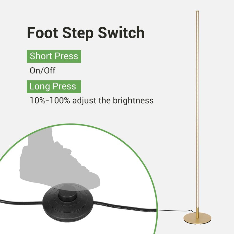Set of 2 LED Corner Floor Lamps Dimmable Standing Lamps for Living Room Bedroom Office 3000K Gold & Black