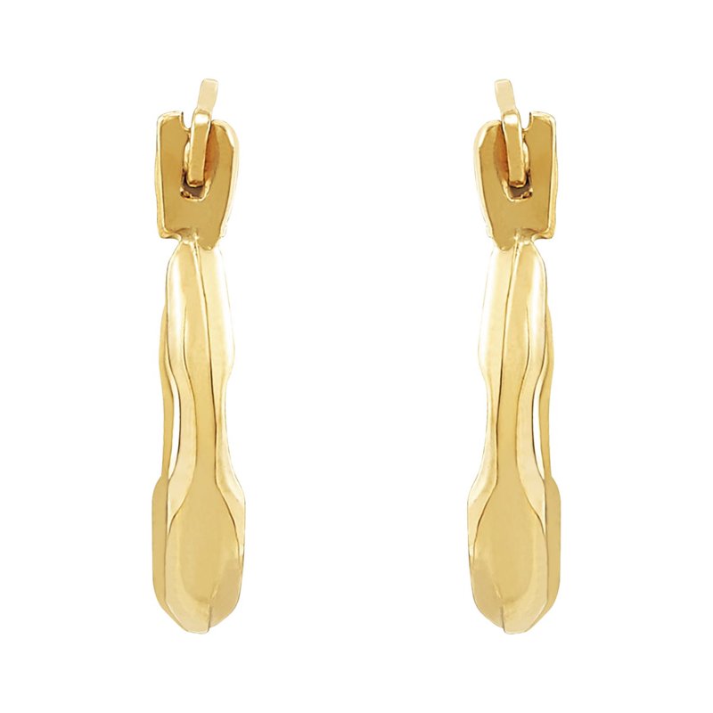 10K Yellow Gold Small Hollow Round Hoop Earrings with Ribbed Design