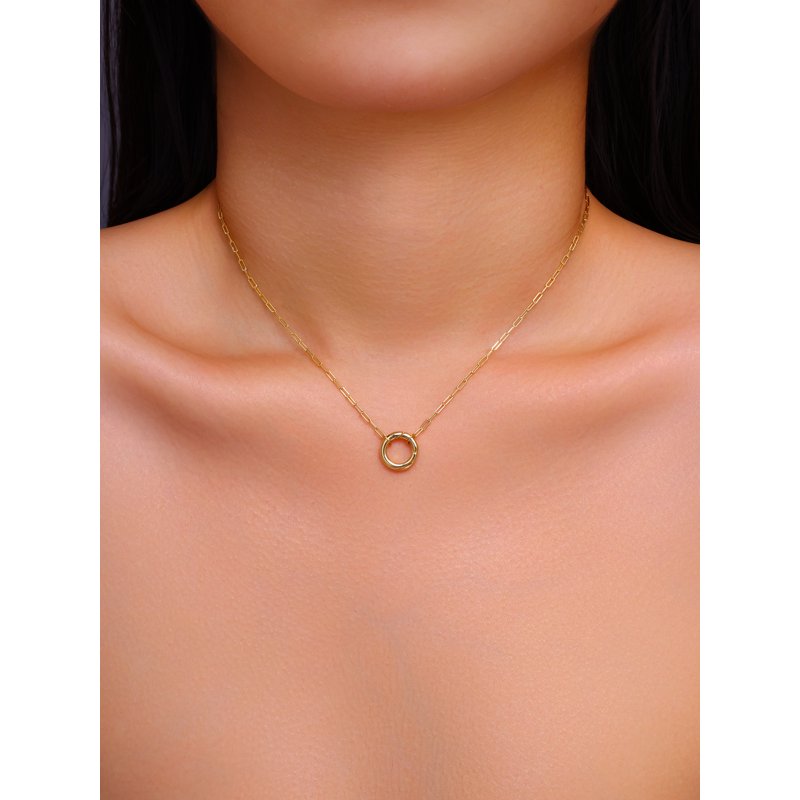 Gold and Silver Paperclip Chain Necklace with Charm Connector - 16 Inch + Extender