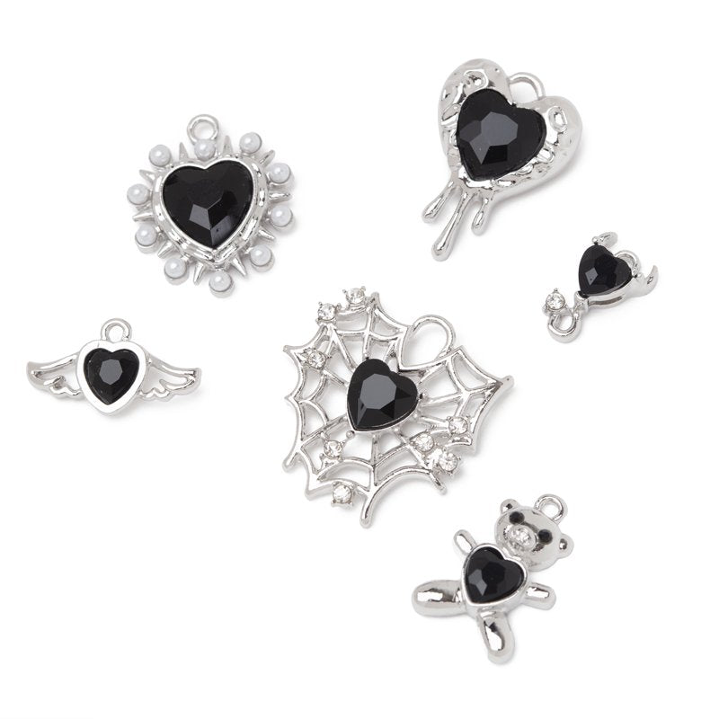 Black Heart Charms Jewelry Making Supplies 2 Pack - Silver Tone, Unisex Adults