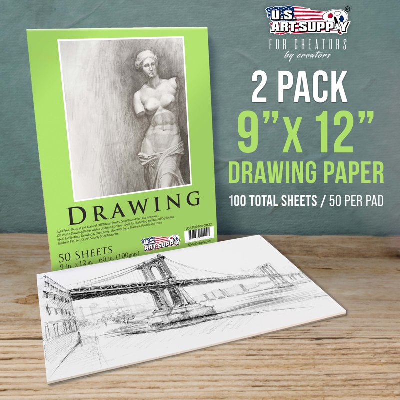 Premium Drawing Paper Pad - 9x12 Inch, Acid-Free, 50 Sheets