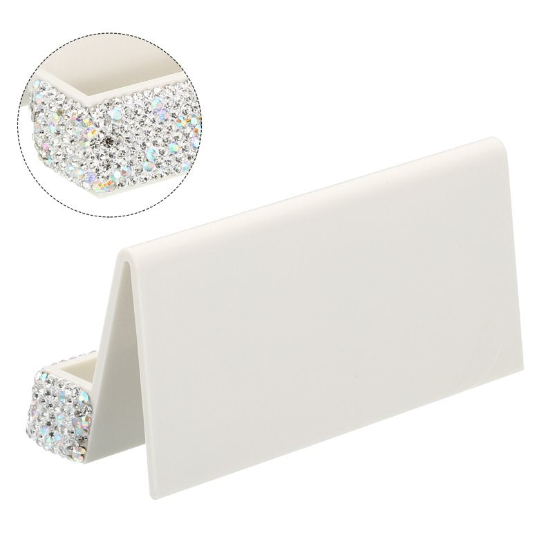Elegant Rhinestone Business Card Holder for Desk Organizer Silver