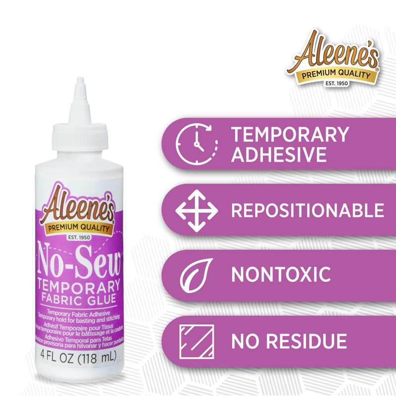 No-Sew Temporary Fabric Glue - Washable Adhesive for Sewing & Crafting