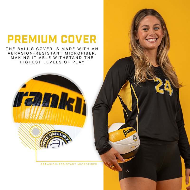 Indoor Volleyball - Professional Size Match Ball with 12 Panel Microfiber Cover & Pump Set