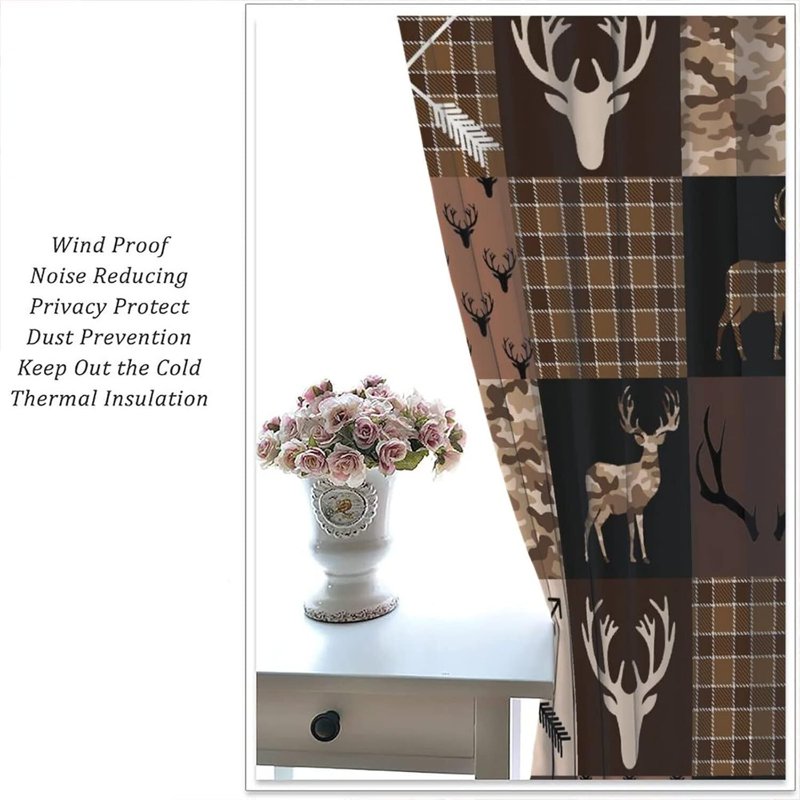 Vintage Bear Deer Window Curtains - Farmhouse Style 40x28 Inches, Blackout Polyester