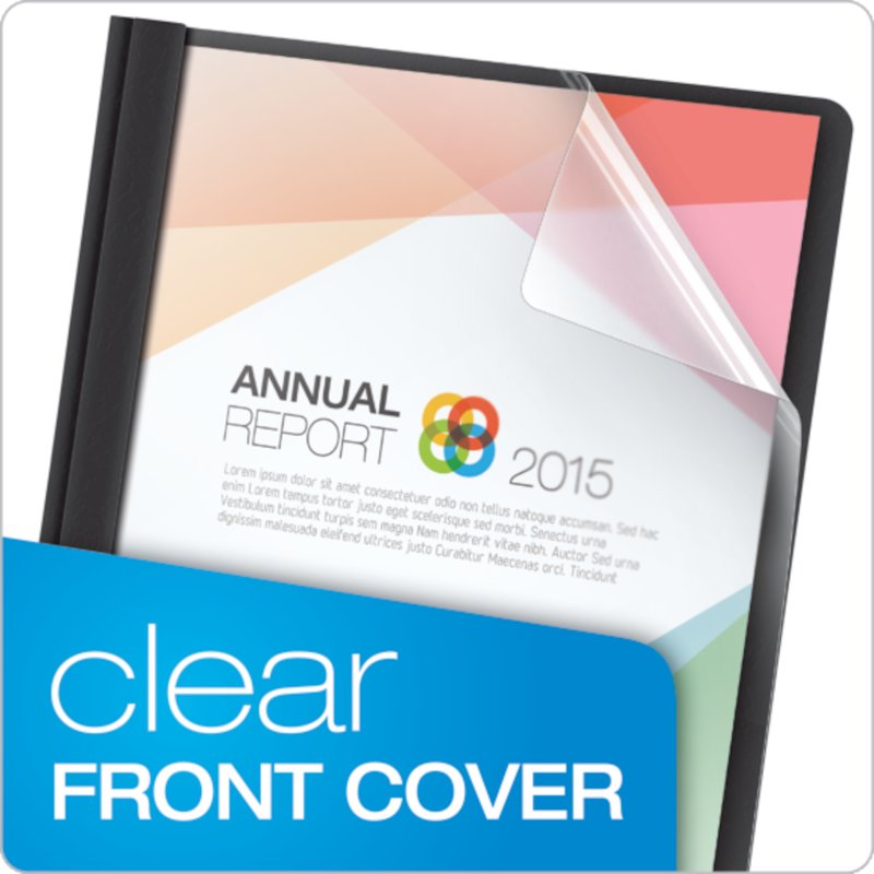 Oxford Clear Front Report Covers, Letter Size, Black, 25 Pack