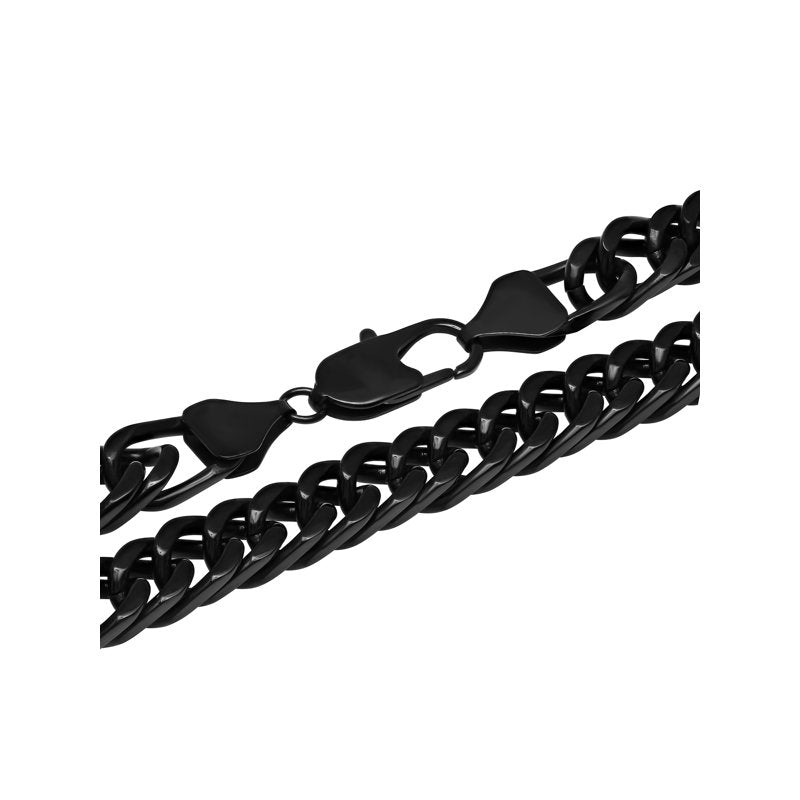 Men's Black Stainless Steel Curb Link Necklace 24 Inch - Durable Jewelry