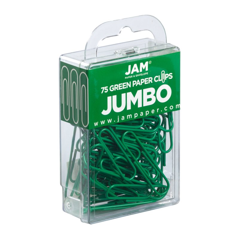 Large Green Jumbo Paper Clips 75-Pack for Office & School Organization