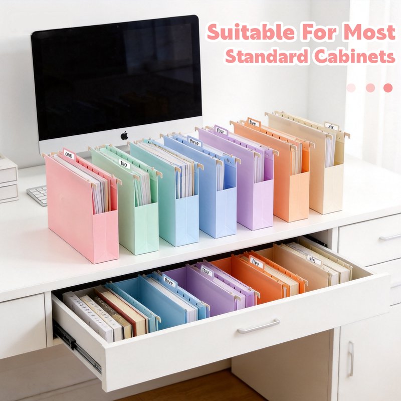 12 Pack Expanding Hanging File Folders - Letter Size Plastic Office Organizer