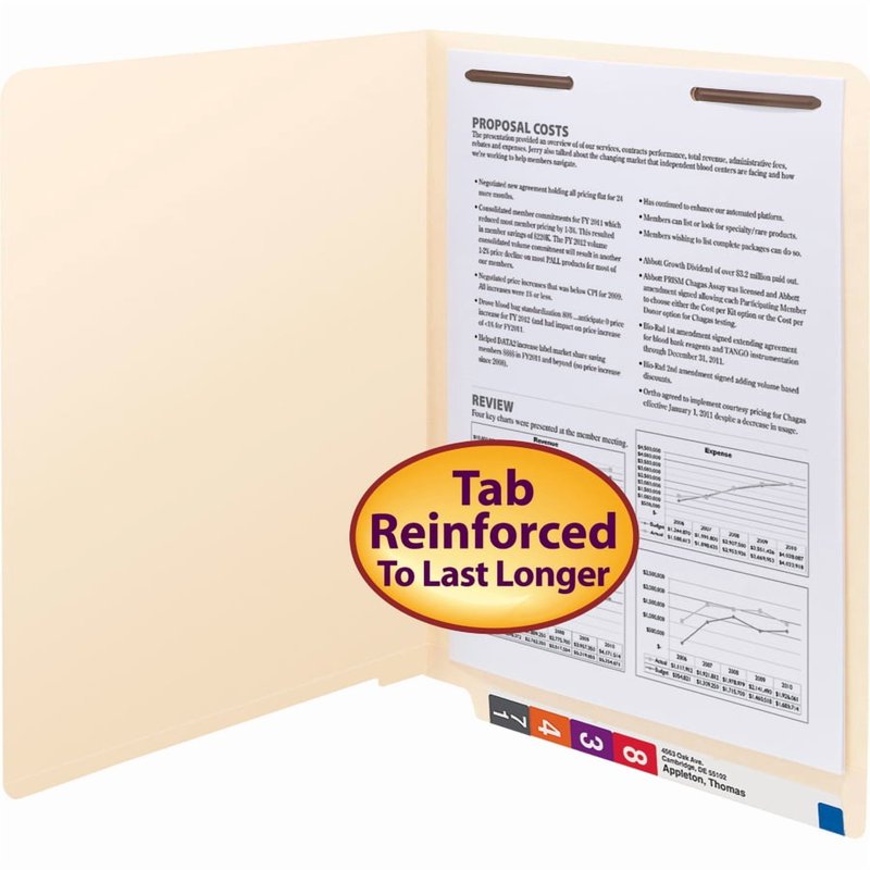 Manila File Folders with Reinforced Straight-Cut Tabs - 50 Pack