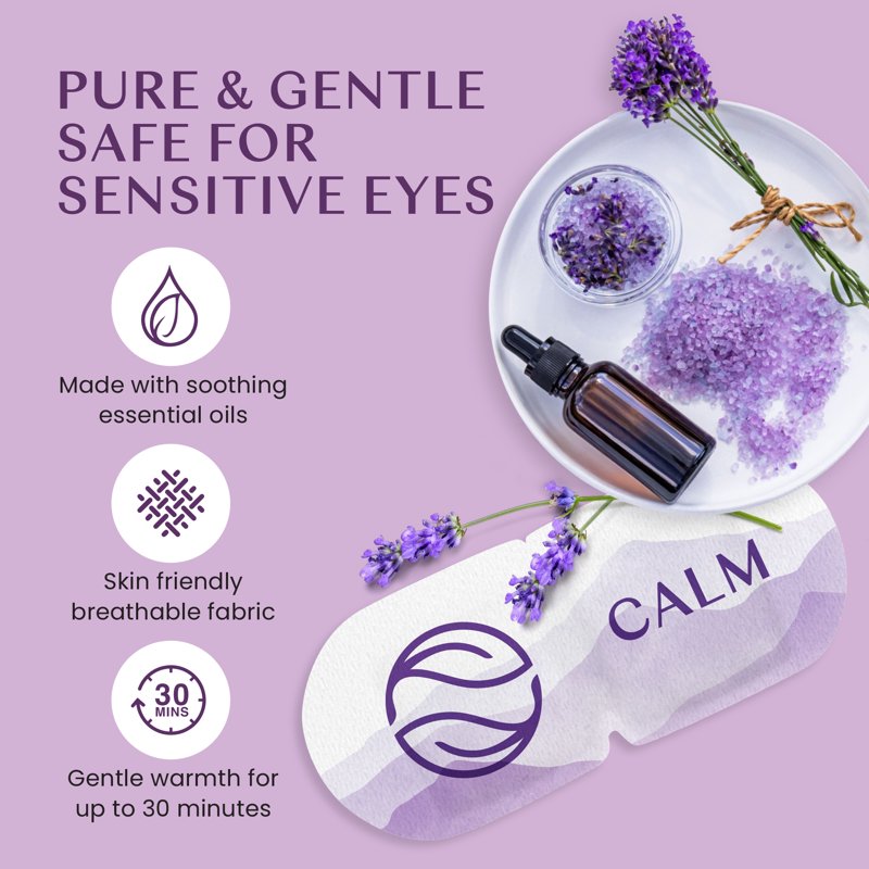 Self Heating Disposable Eye Mask for Relaxation and Eye Comfort - Lavender, 5 Pack