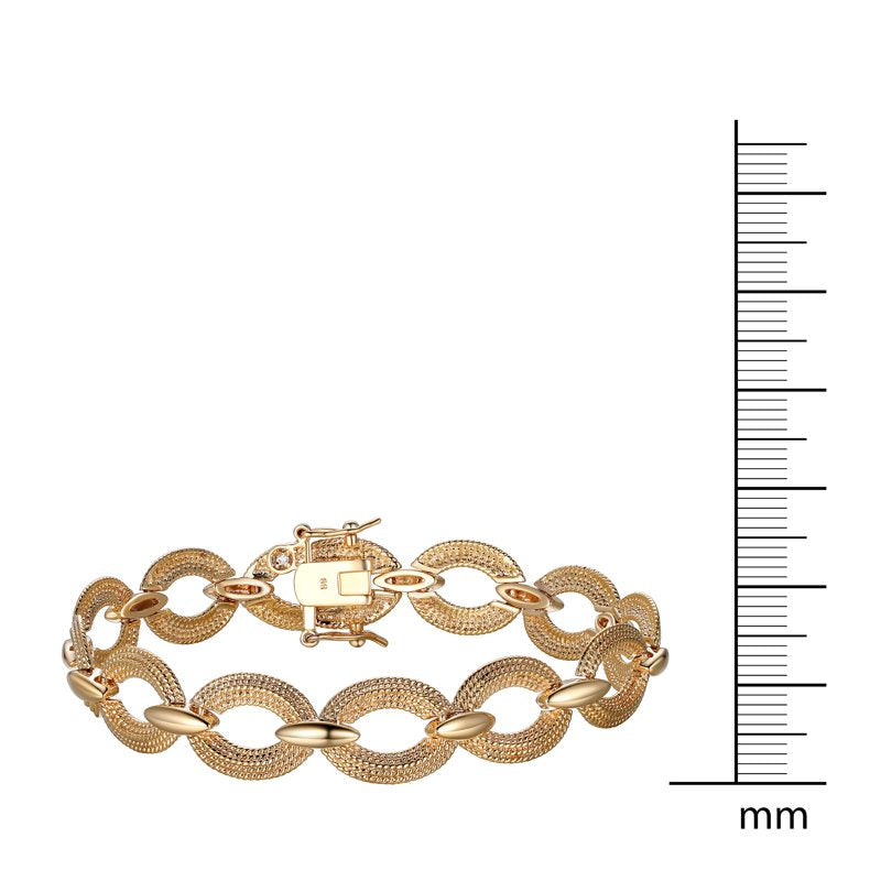 18K Gold Plated Oval Link Bracelet - Textured Statement Jewelry 7.5"