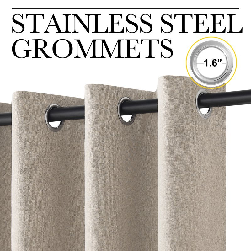 Blackout Linen Curtains for Living Room Thermal Insulation 2 Panels