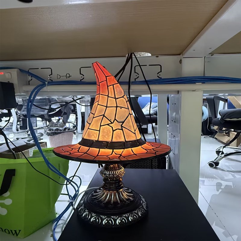 Halloween Witch Hat LED Lamp Indoor Decor Night Light for Shelf Mantel Table