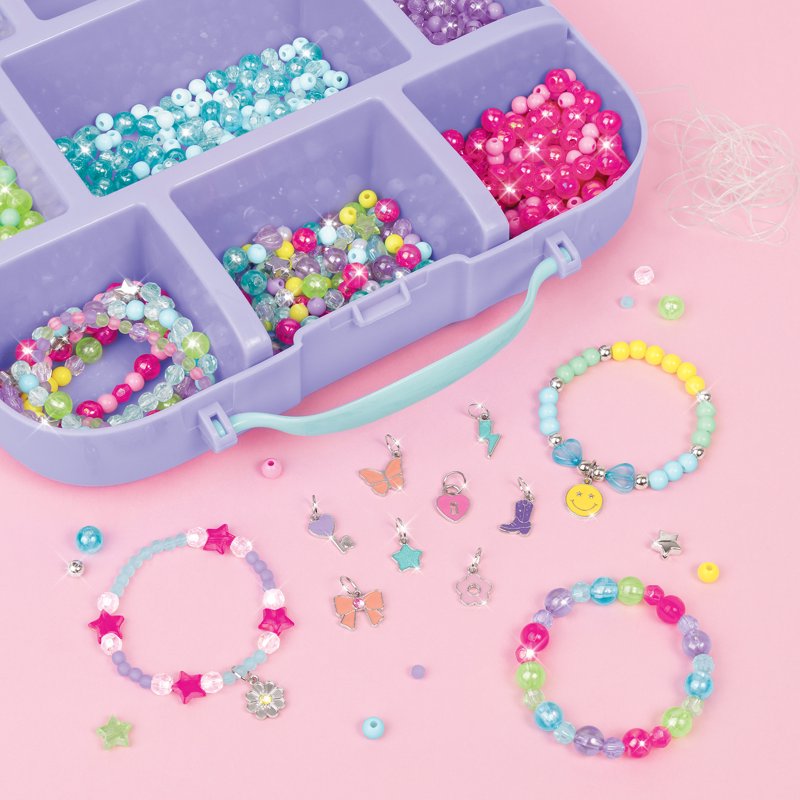 DIY Jewelry Bracelet Kit with Beads Charms Storage Case for Kids & Girls