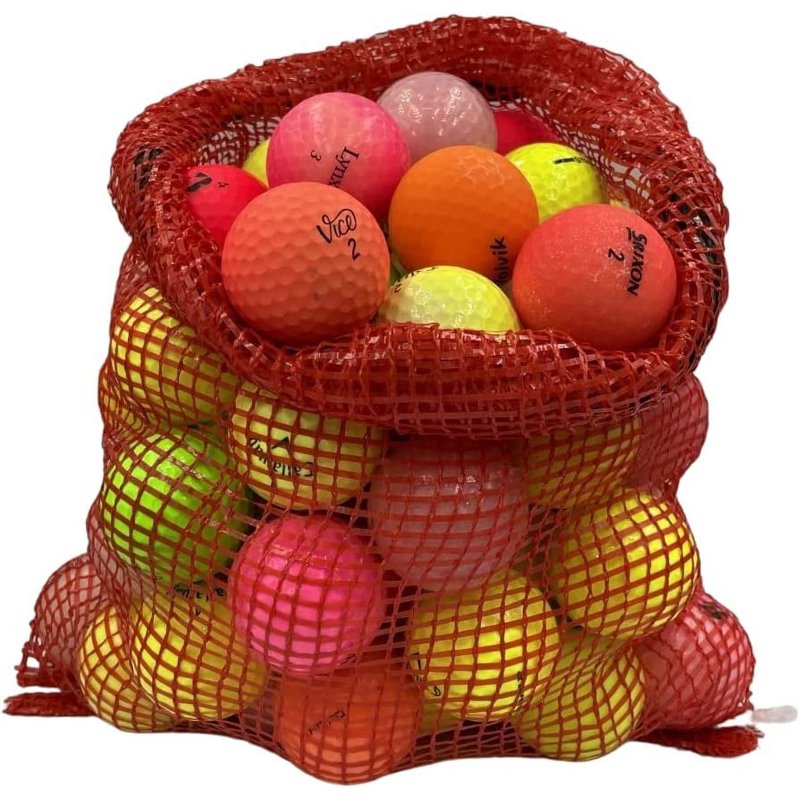Colored Mix 72 Recycled Golf Balls in Mesh Bag – 3A/2A Quality
