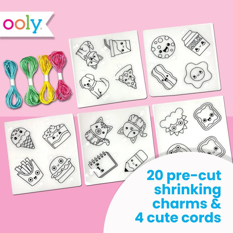 Kids DIY Shrink Art Kit with Charms and Bracelets - 24 Pieces, Creative Jewelry Making