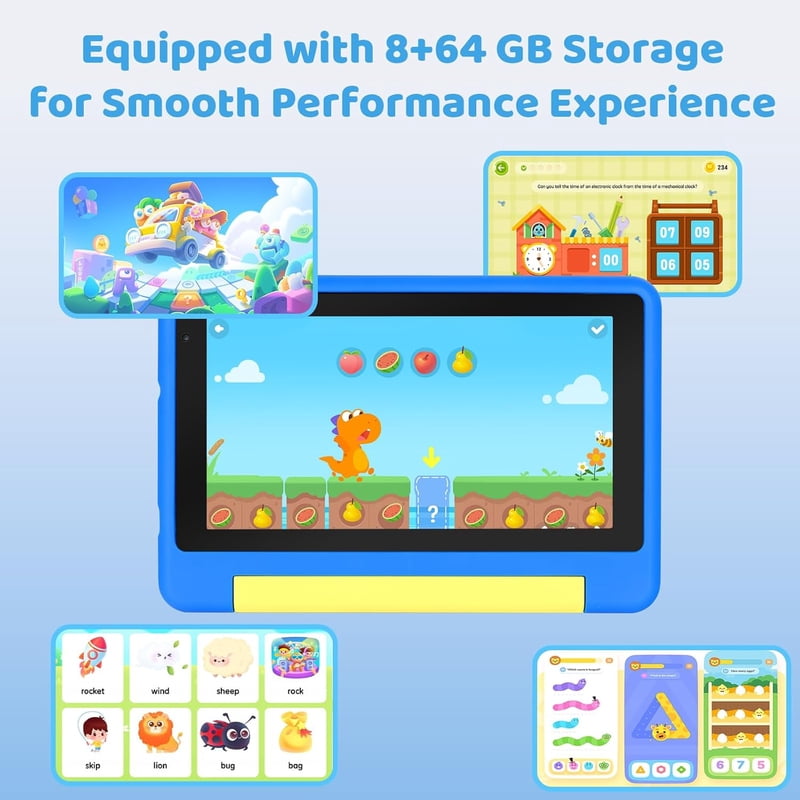 Kids Learning Tablet 7 Inch Android 13, 8GB RAM 64GB Storage Educational Device