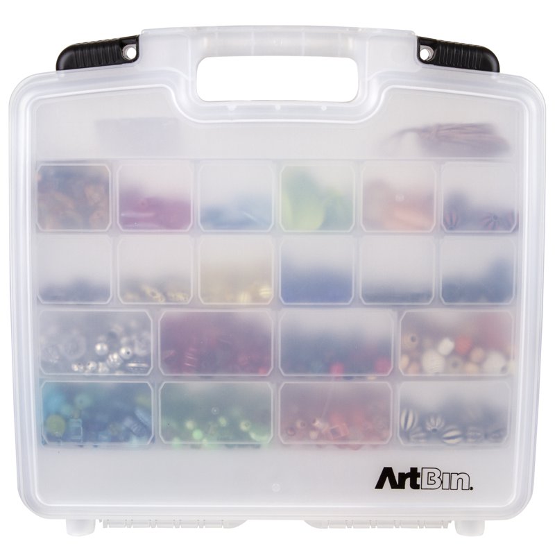 15-Inch Craft Storage Case with Dividers & Lift-Out Tray - Durable Plastic Organizer