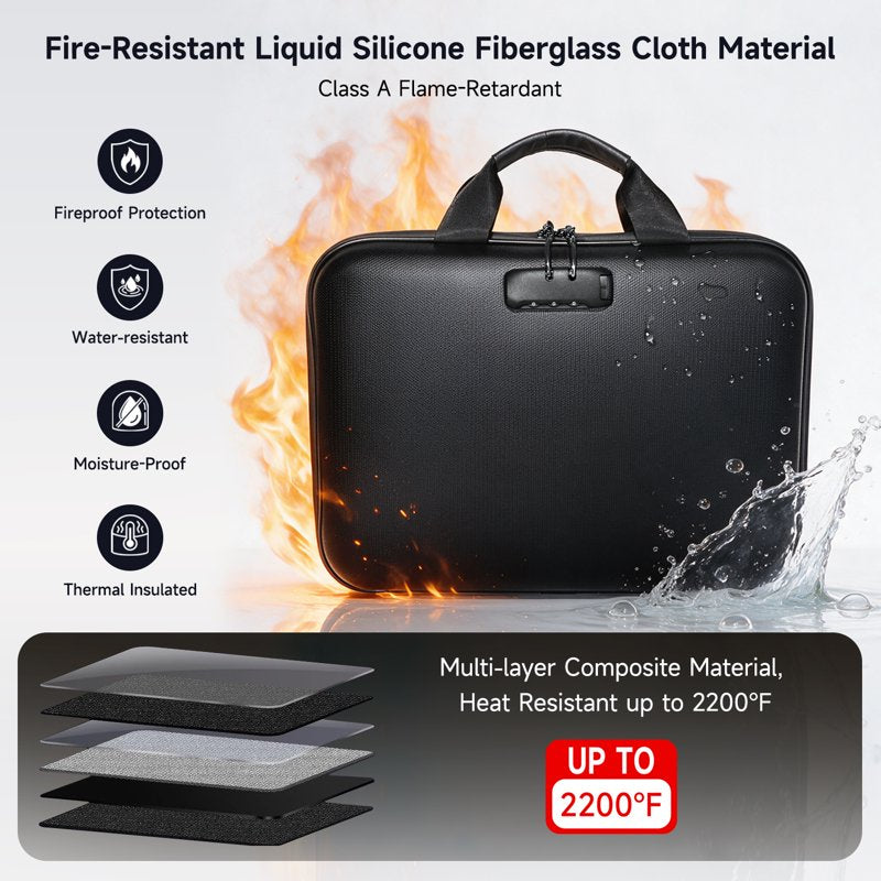Fireproof Document Organizer Bag with Lock, Heat-Resistant File Folder for Home Office Travel