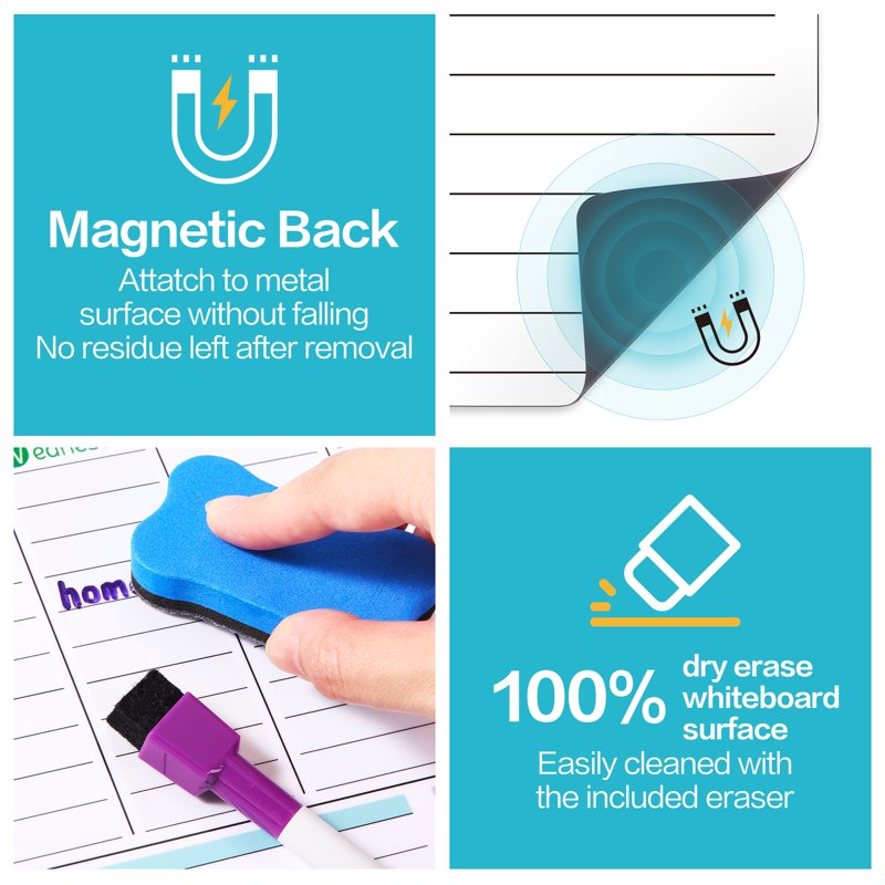 Magnetic Whiteboard Calendar Set for Fridge Weekly & Daily Planner Reusable Dry Erase Surface