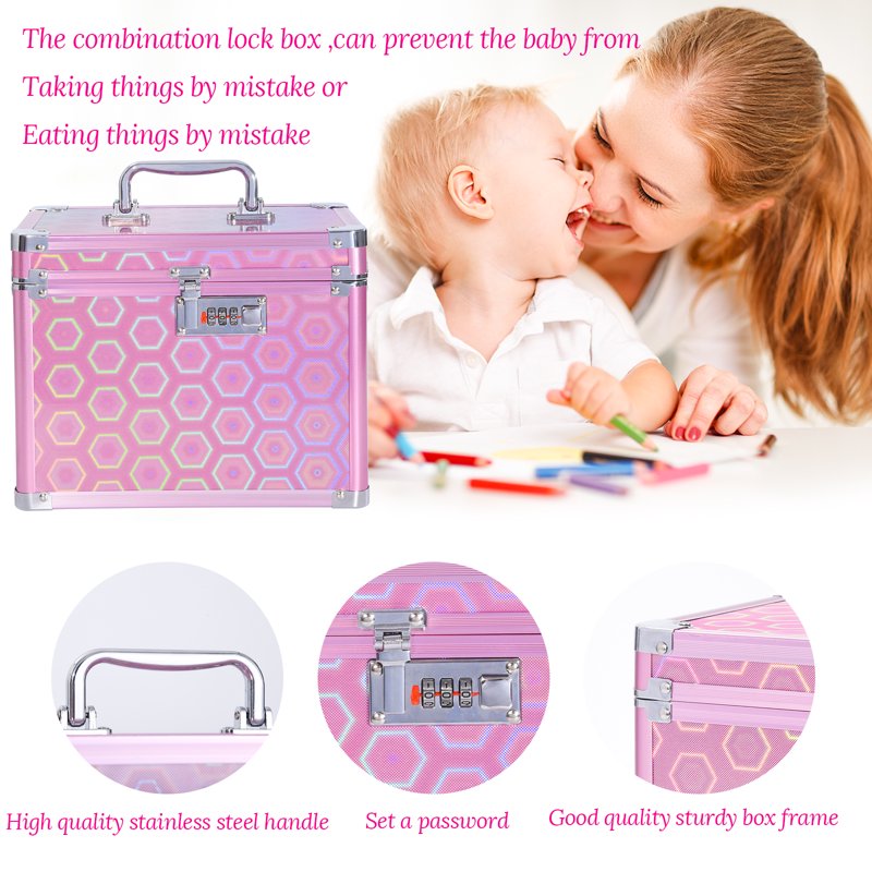 Colorful Rose Combination Lock Box for Documents Valuables & Medications