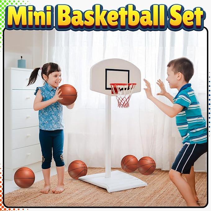 Mini Basketball Set 6 Inch PVC Balls for Indoor & Outdoor Play - Pack of 5