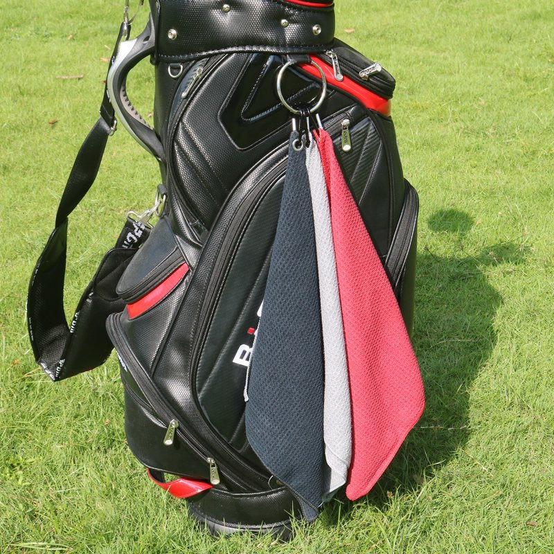 Microfiber Golf Towels Set with Carabiner & Hook Loop, 3 Pack, 16x16 Inches