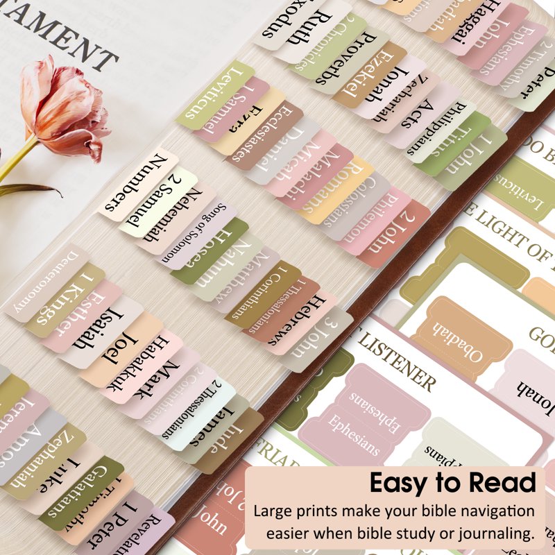 Bible Index Tabs Set - 75 Laminated Chapter Markers for Old & New Testament
