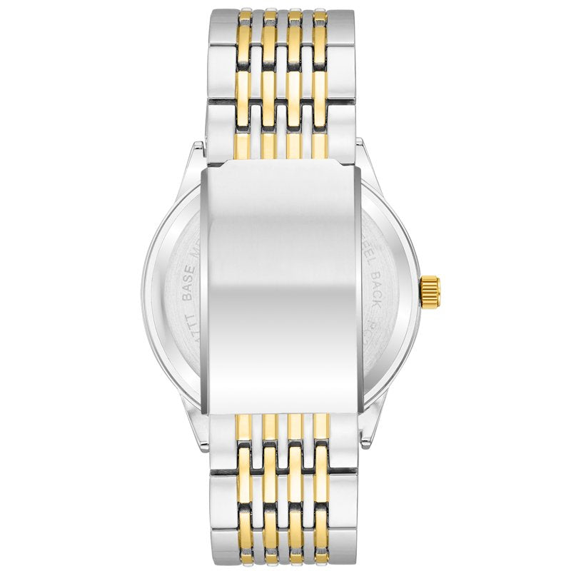 Men's Casual Green Metal Watch with Sunray Dial and Gold-Tone Bezel