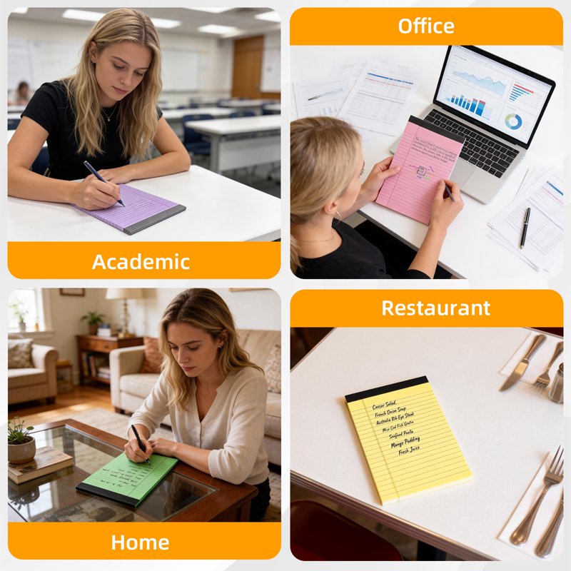 Colorful Legal Pads 6 Pack - 5 x 8 Inch Lined Notepads for Office and School