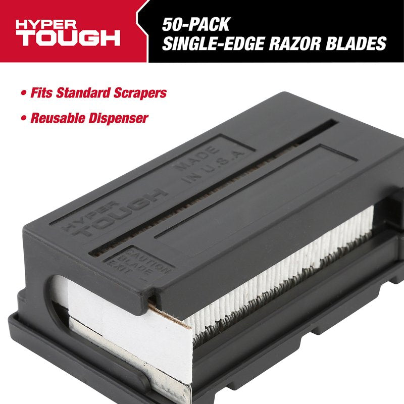 50-Pack Steel Razor Blades with Dispenser for Paint, Home Improvement, and Crafts