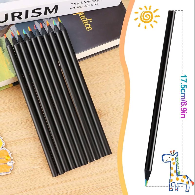 Rainbow Colored Pencils Set for Kids & Adults - 8 Jumbo Art Pencils