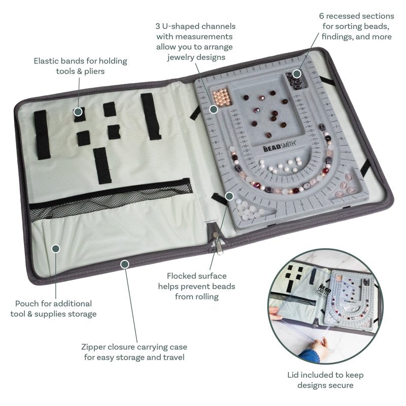 Jewelry Bead Folio Travel Case with Bead Board & Storage for Beading Supplies