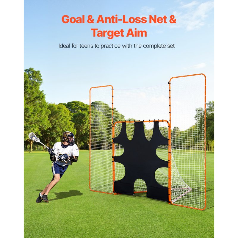 12x9 ft Lacrosse Goal with Backstop and Target - Practice Nets for Youth and Adults