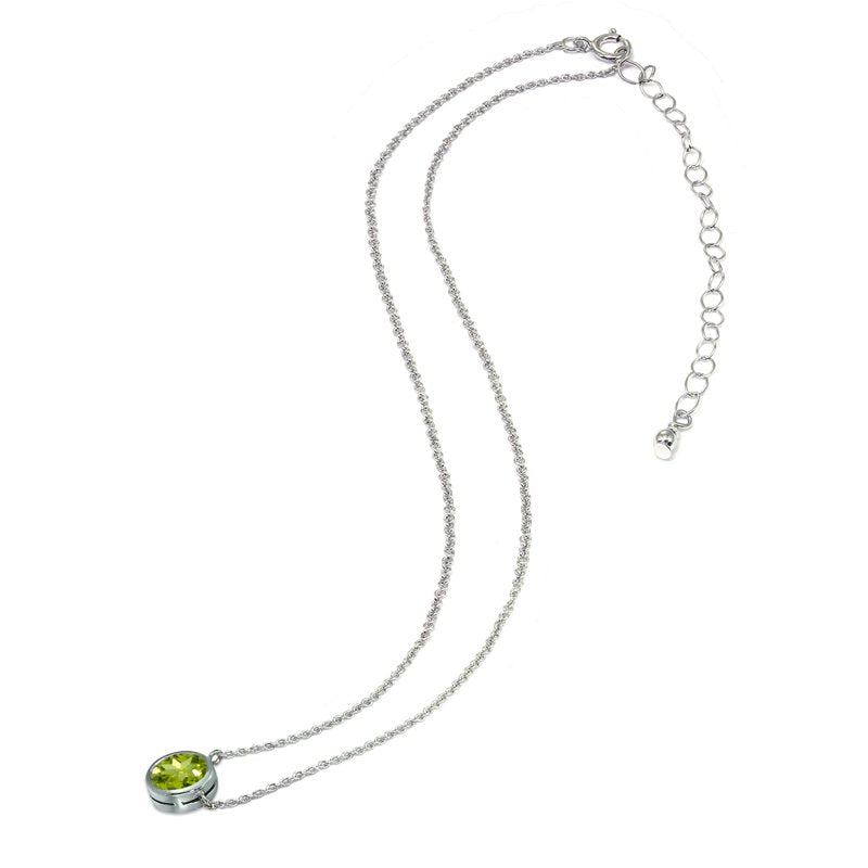 Dainty Sterling Silver Bezel-Set Gemstone Necklace for Women & Teens
