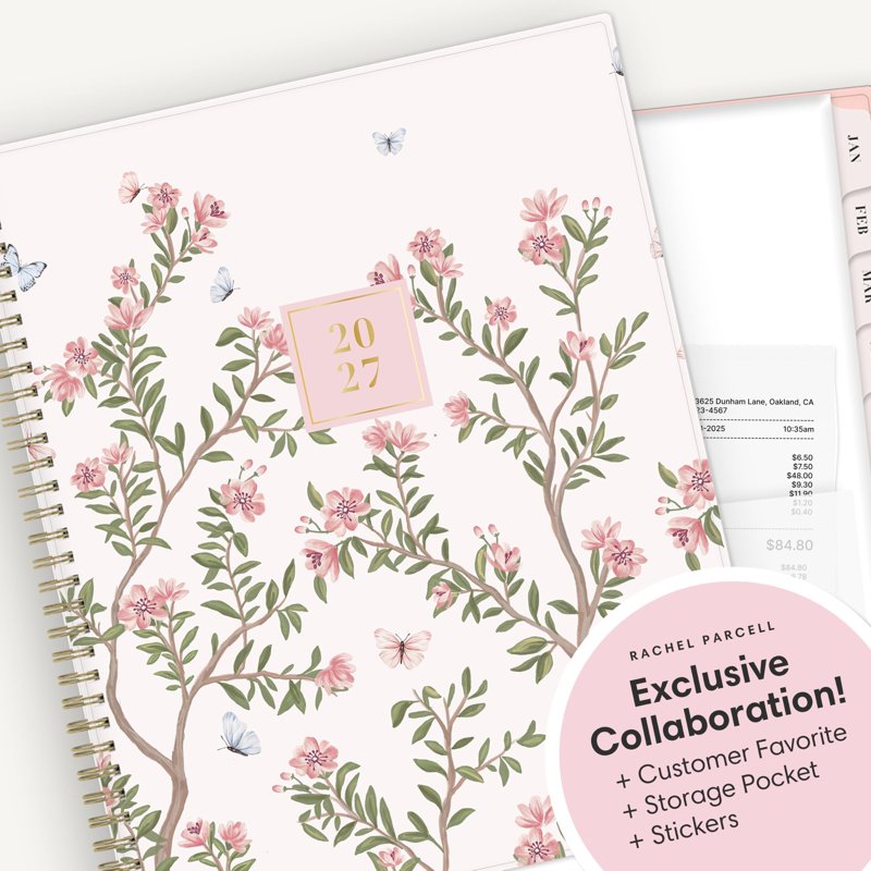 2027 Weekly Monthly Planner Calendar - Chic Design, Clear Pocket Cover, Durable Binding