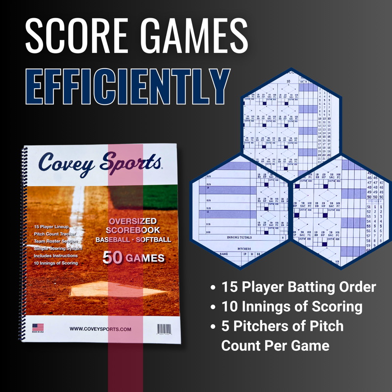 Oversized Baseball & Softball Scorebook - 50 Game Tracking Organizer