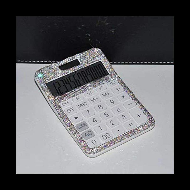Dazzling Rhinestone 12-Digit Solar & Battery Power LCD Calculator for Office & School