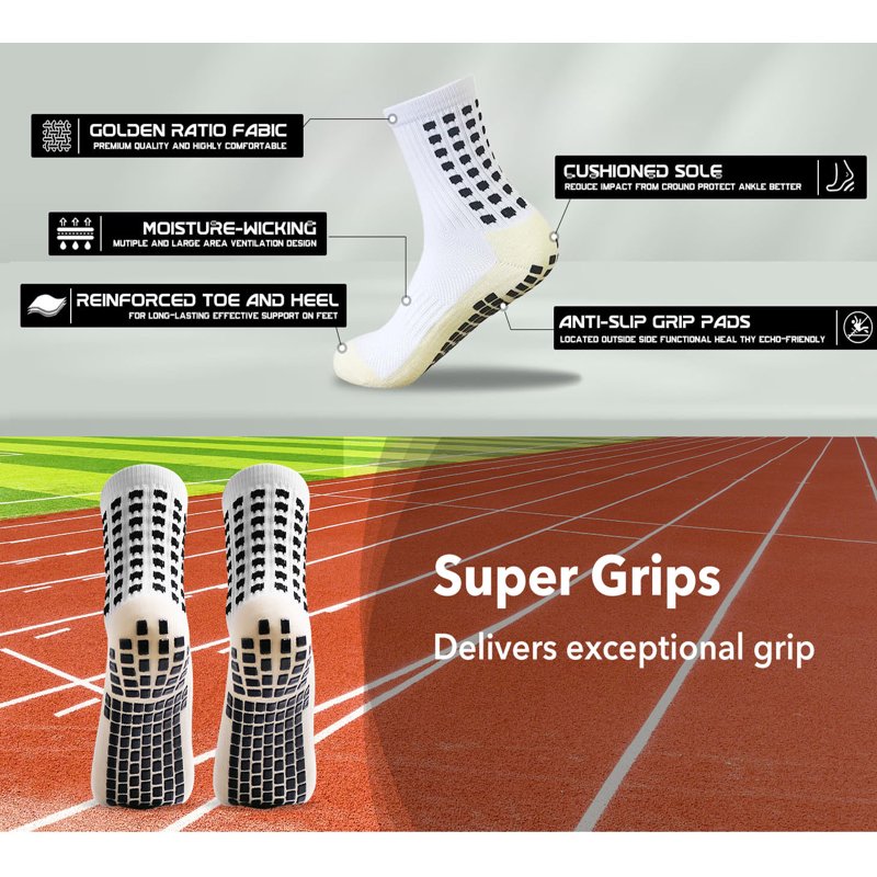 Youth Grip Soccer Socks - Athletic Sports Socks for Boys & Girls 4 Pairs