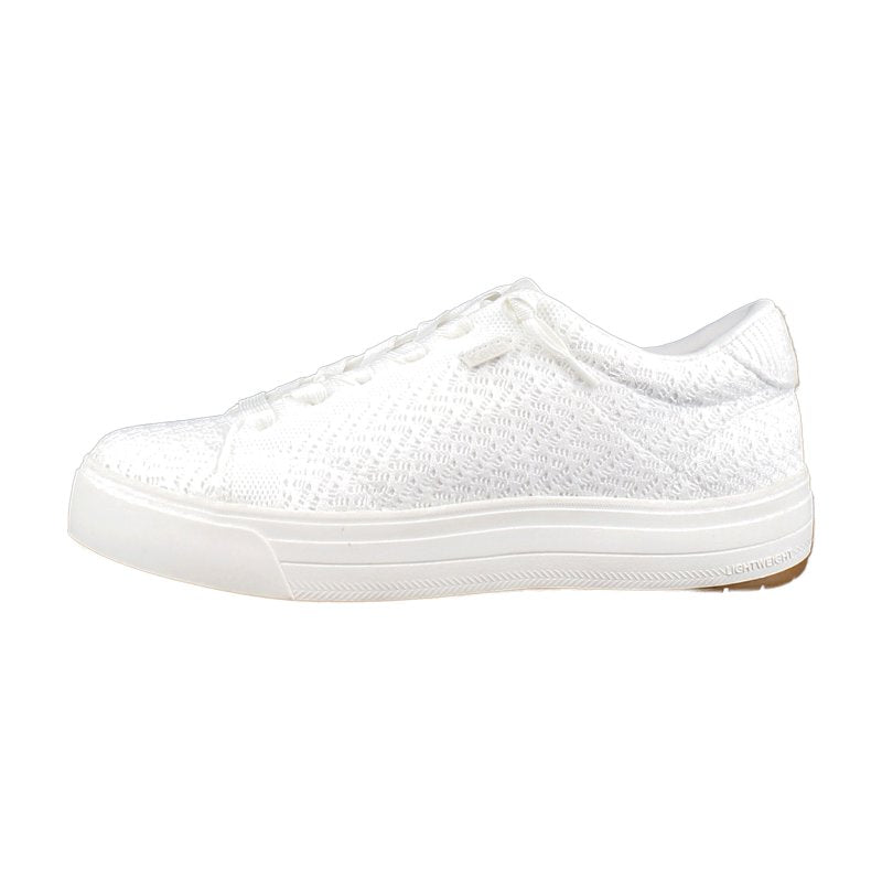 Women's Canvas Sneakers with Lace-Up Closure - White Knit, Wide & Medium Widths