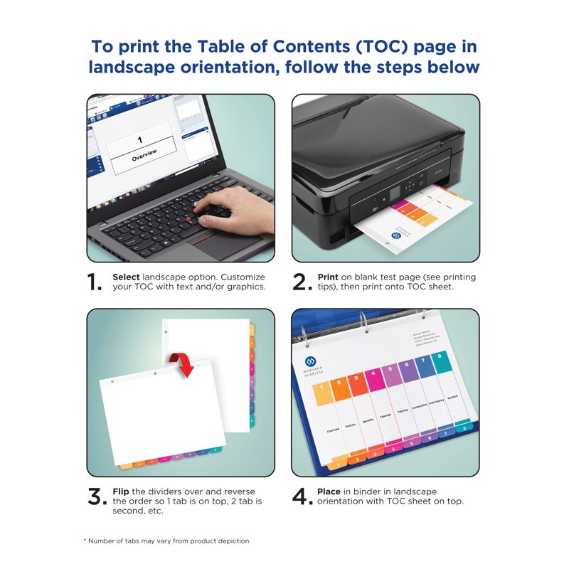 Multi-Color Tab Dividers for Organizing Projects - 12-Tab Set, Customizable