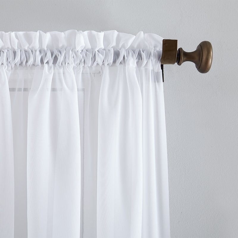 Sheer Voile Curtain Panel - White, 59 x 95 Inches, Rod Pocket, Light Filtering