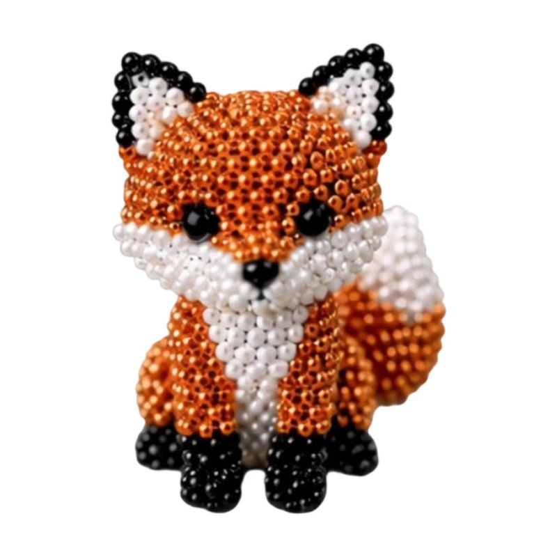 Beaded Animal Kit - Mini 3D Beading Craft Set for Stress Relief (Variation: Red Fox)