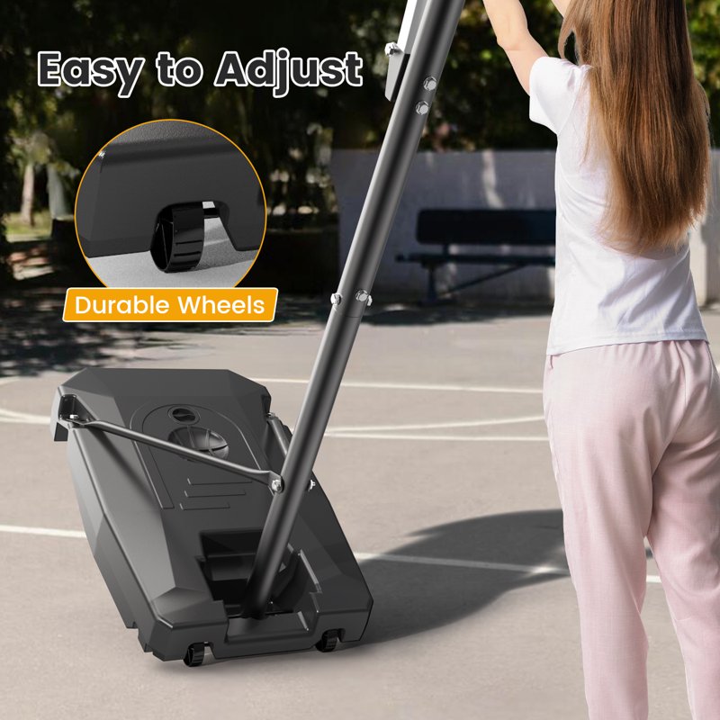 Portable Basketball Hoop for Kids & Adults - Adjustable 3.9-8.5 ft with HDPE Backboard