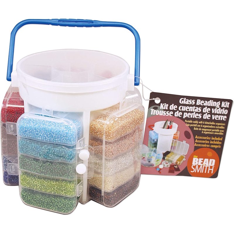 Jewelry Making Bead Set with Storage Caddy - 1000+ Gram Seed Beads & Accessories