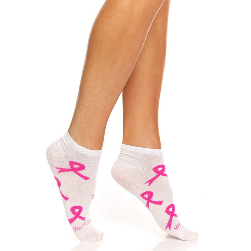 Women’s Breast Cancer Awareness Socks 12 Pairs Assorted Pink Ribbon Ankle & Crew Styles